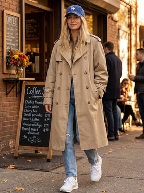 London Fog Tan Double-Breasted Trench Coat